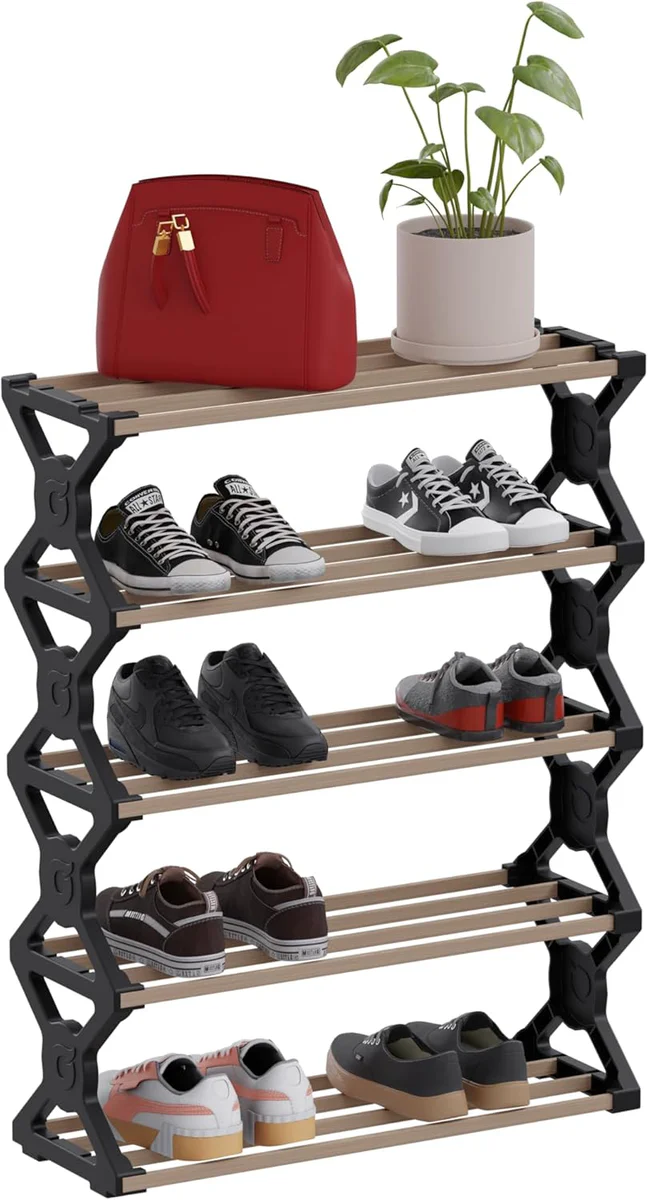 Stick Wood 5-Tier Shoe Rack