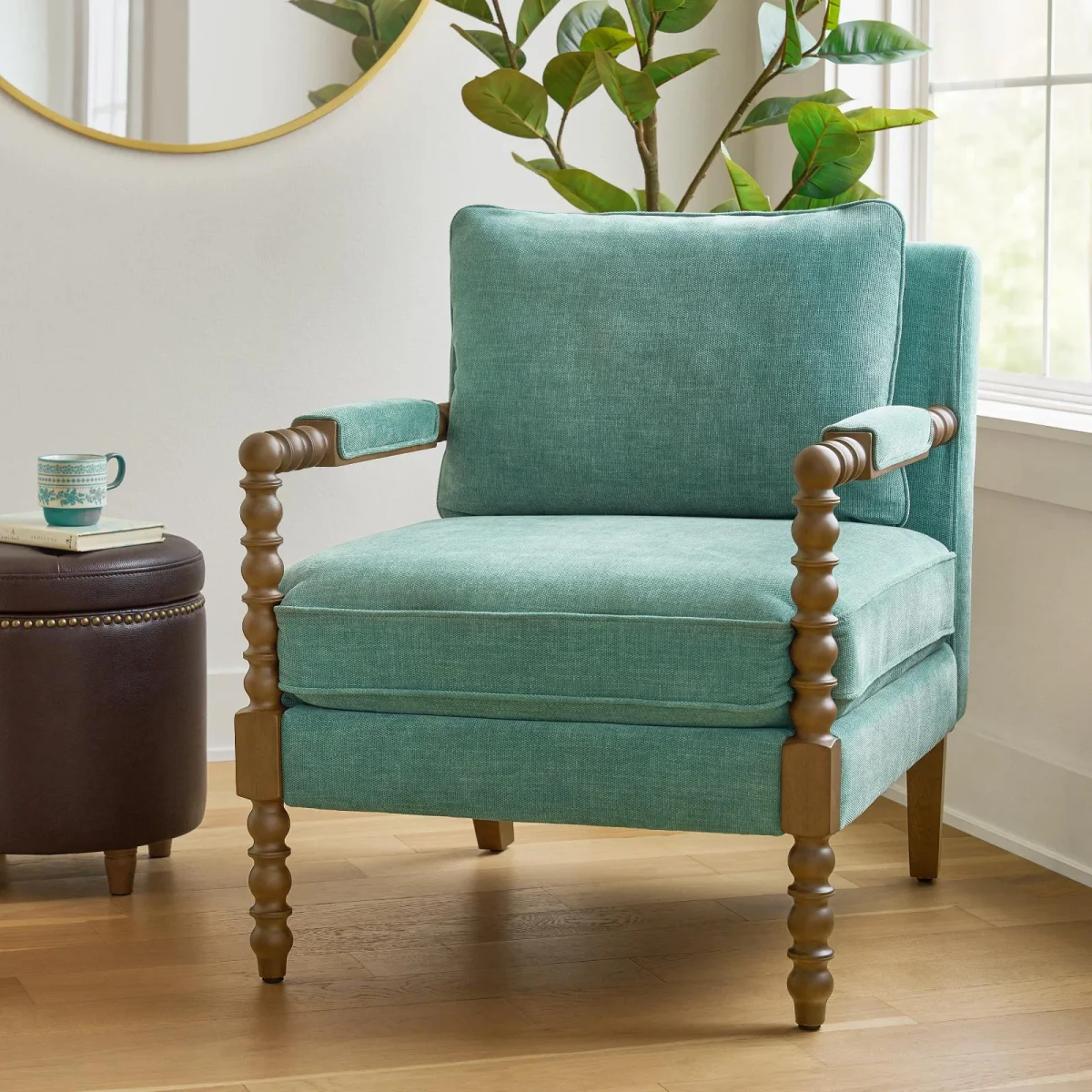 The Pioneer Woman Accent Chair with Wood Spindle Legs