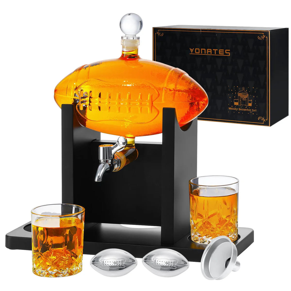 VONATES Football Whiskey Decanter Set