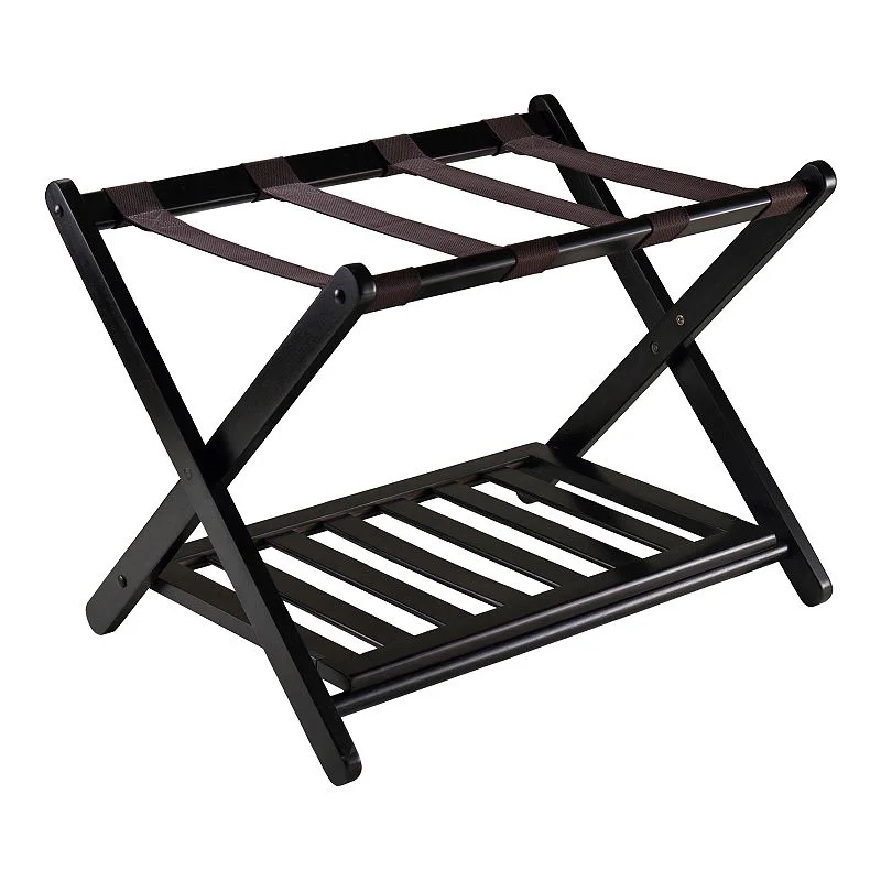 Reese Luggage Rack With Shelf Dark Espresso Brown - Winsome