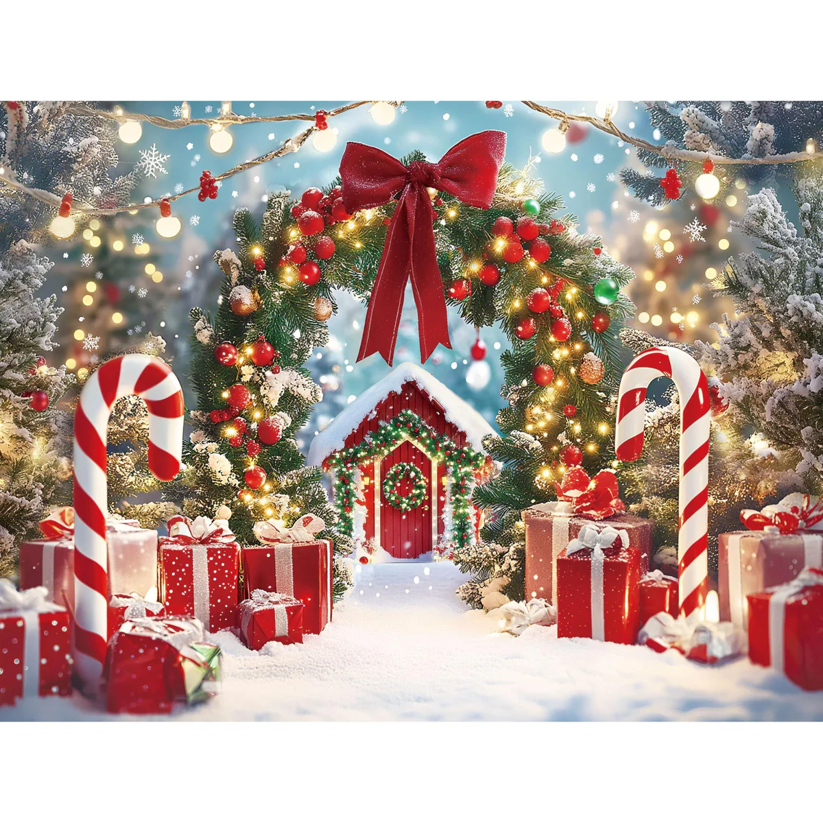 GiuMsi Christmas Photography Backdrop Winter Snow Scene