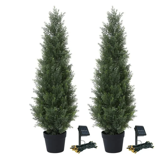 DR.Planzen Artificial Cedar Topiary Tree with Solar String Lights