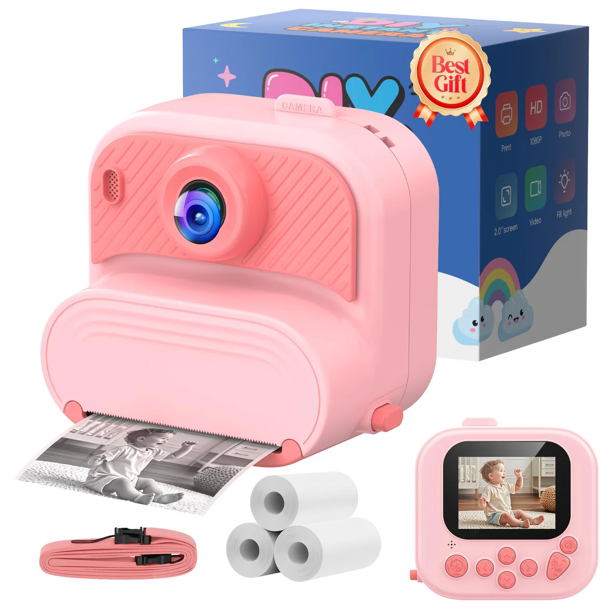 SOOGOOEY Kids Instant Print Camera 1080P HD