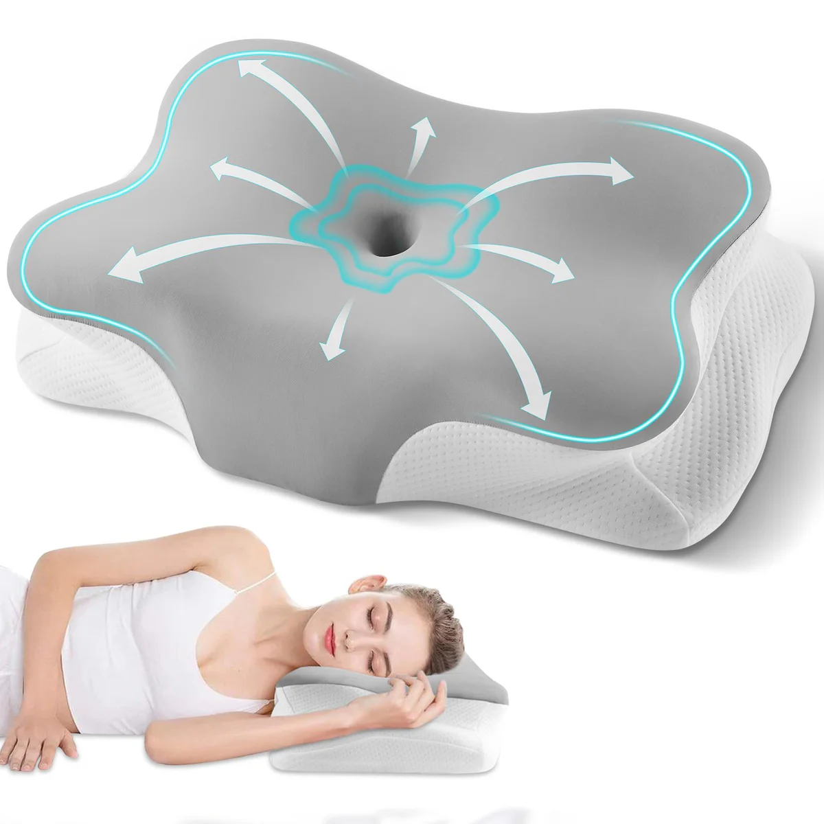 Silkena Cooling Memory Foam Cervical Pillow Neck Support