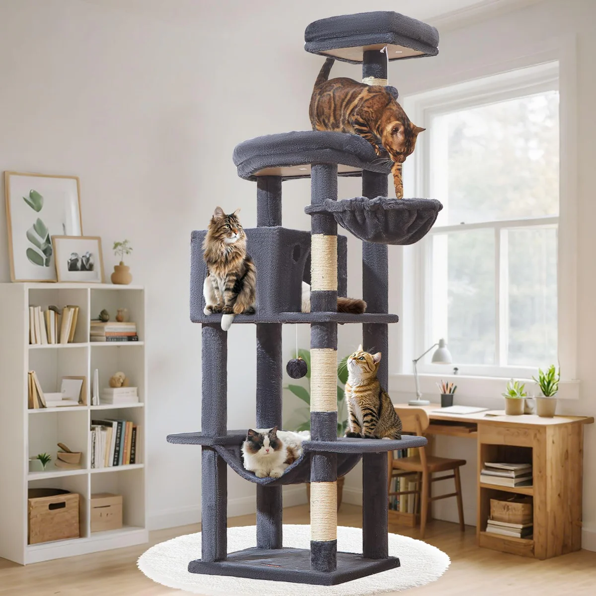 Taoqimiao 66-inch Large Cat Tree Tower with Scratching Posts