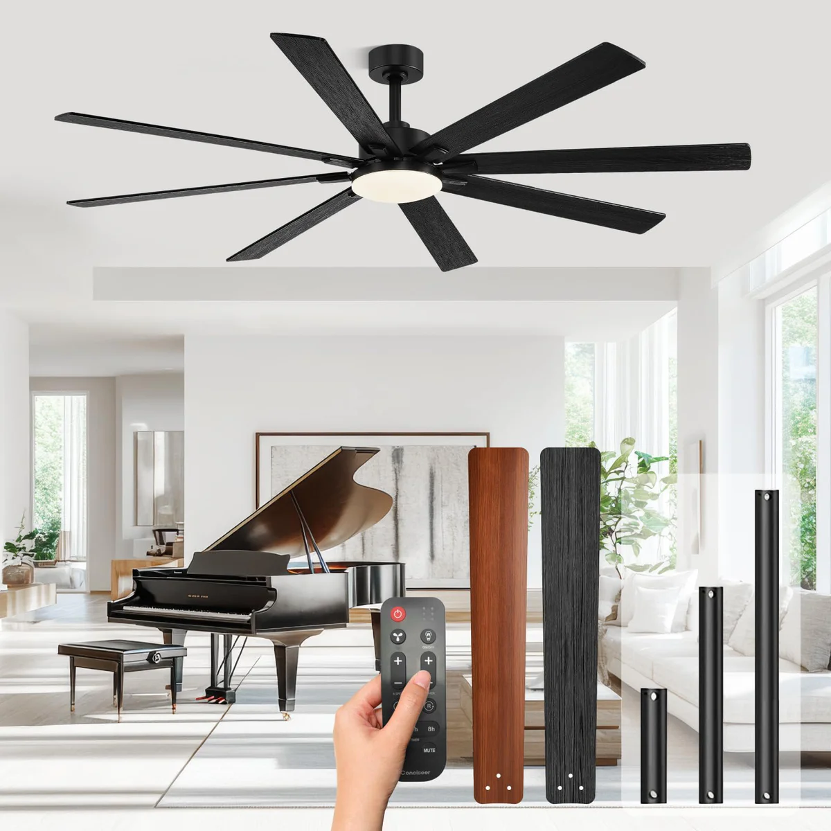 Conciseer 72" Ceiling Fan With Light