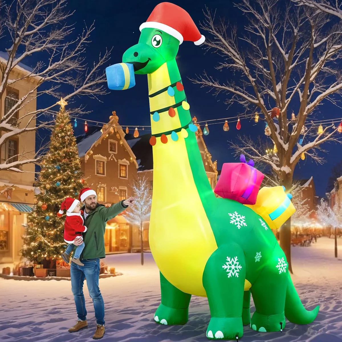 NatNarr Inflatable Christmas Dinosaur Outdoor Decoration