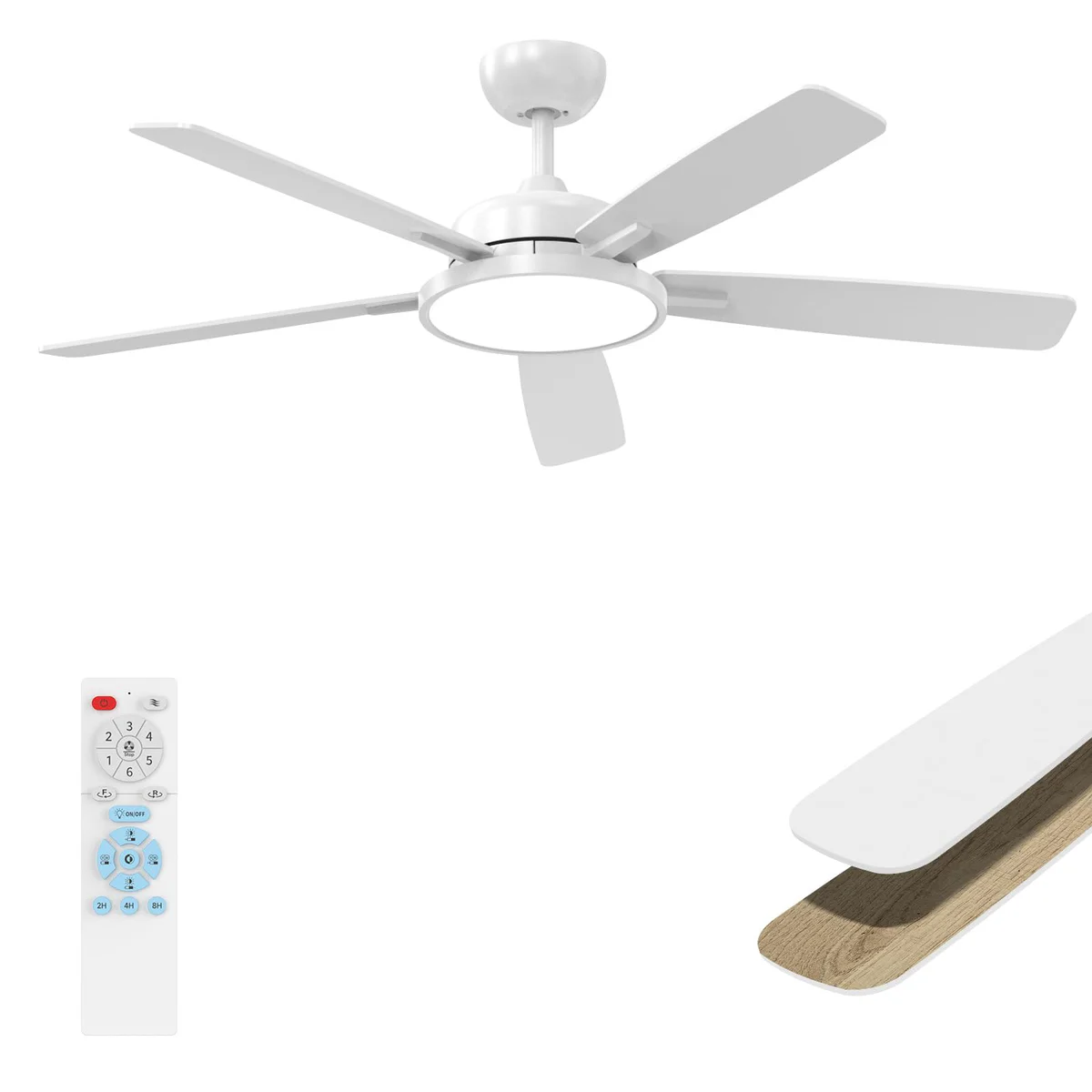 Roomratv 52" White Indoor Ceiling Fan
