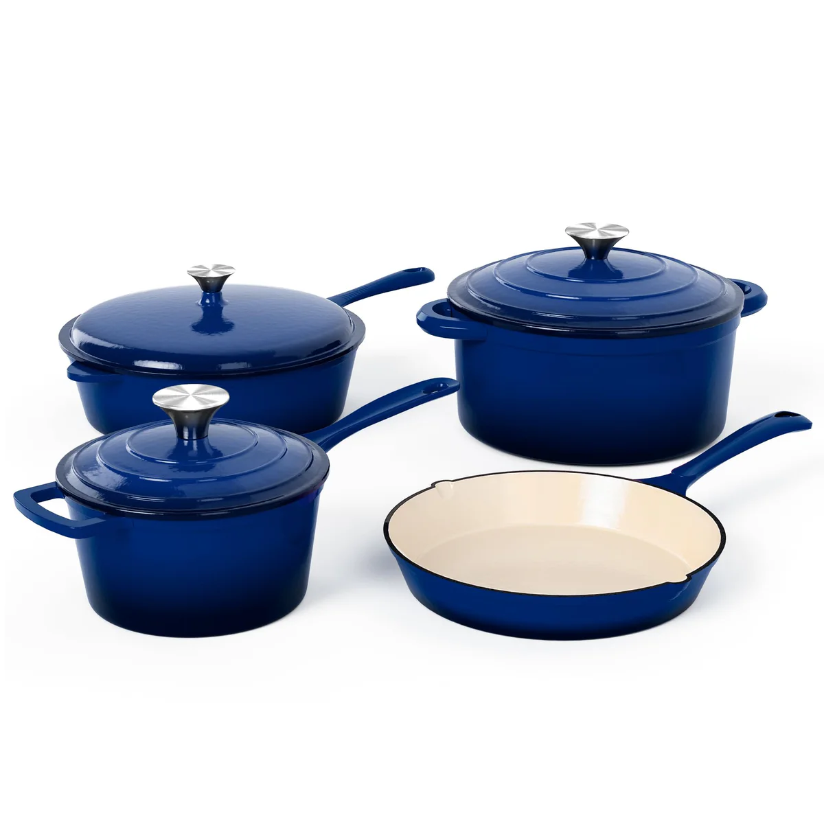 MAISON ARTS Enamel Cast Iron 7 Piece Cookware Set, 