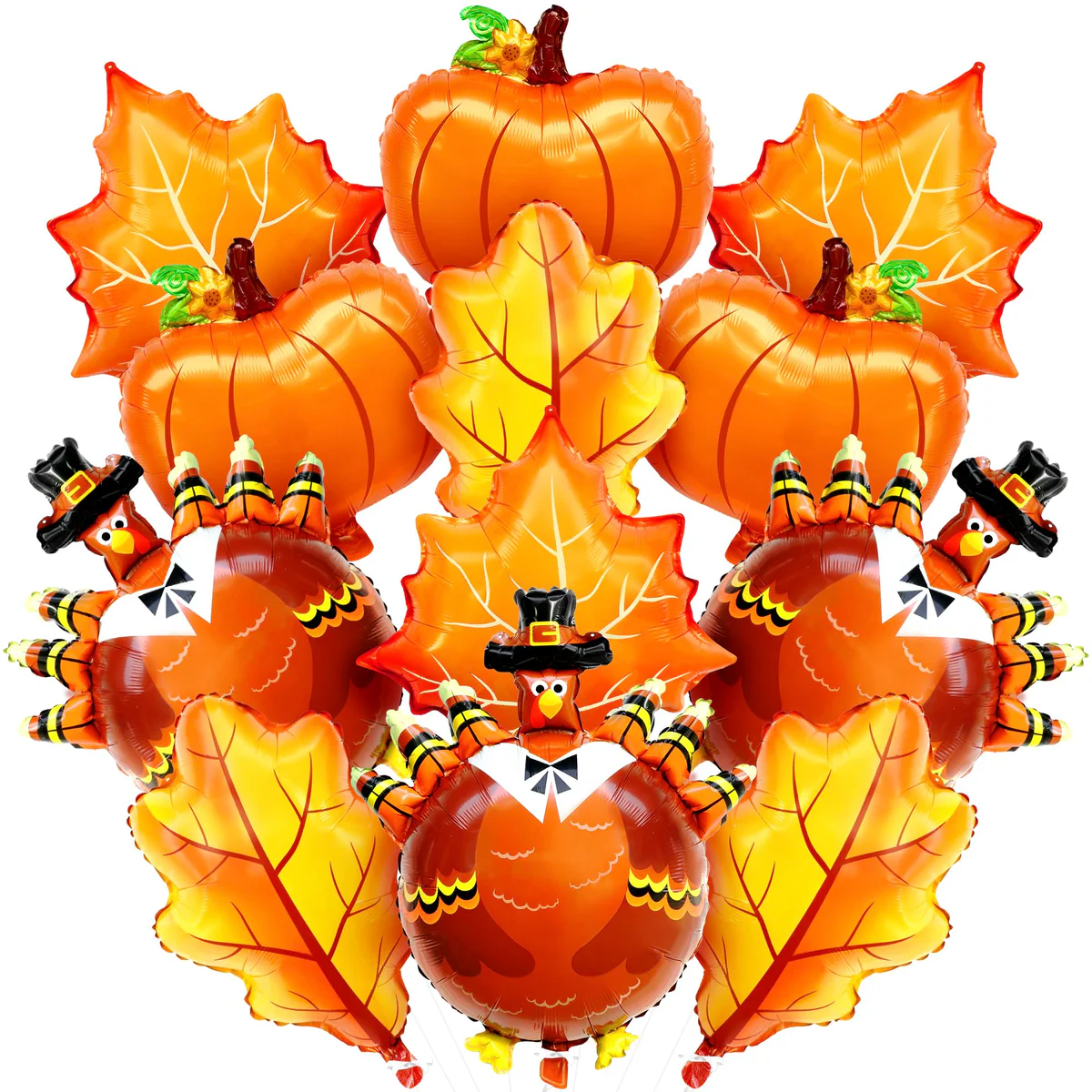 KatchOn Thanksgiving Foil Balloons Set: Pumpkin, Turkey, Leaves