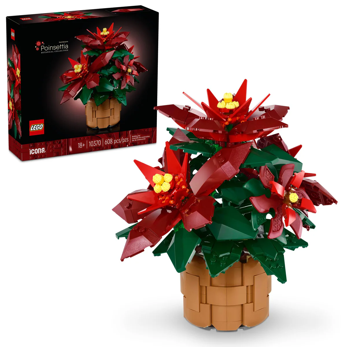 LEGO Icons Poinsettia Artificial Plant Building Kit