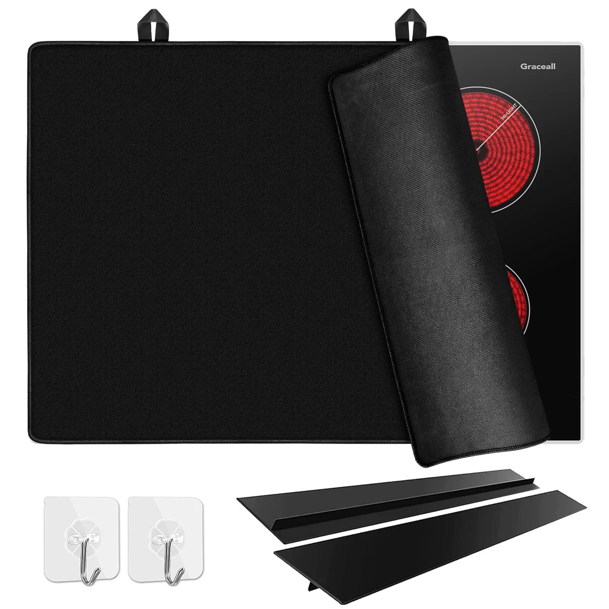 GRACEALL Stove Top Protector Mat with Hooks and Gap Covers