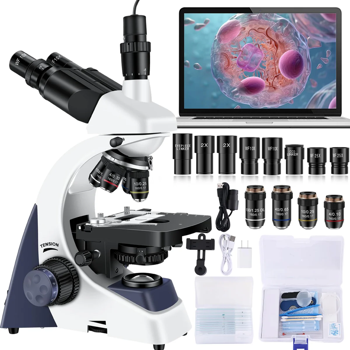 Woehrsh Trinocular Microscope with Camera & Dual Layer Stage