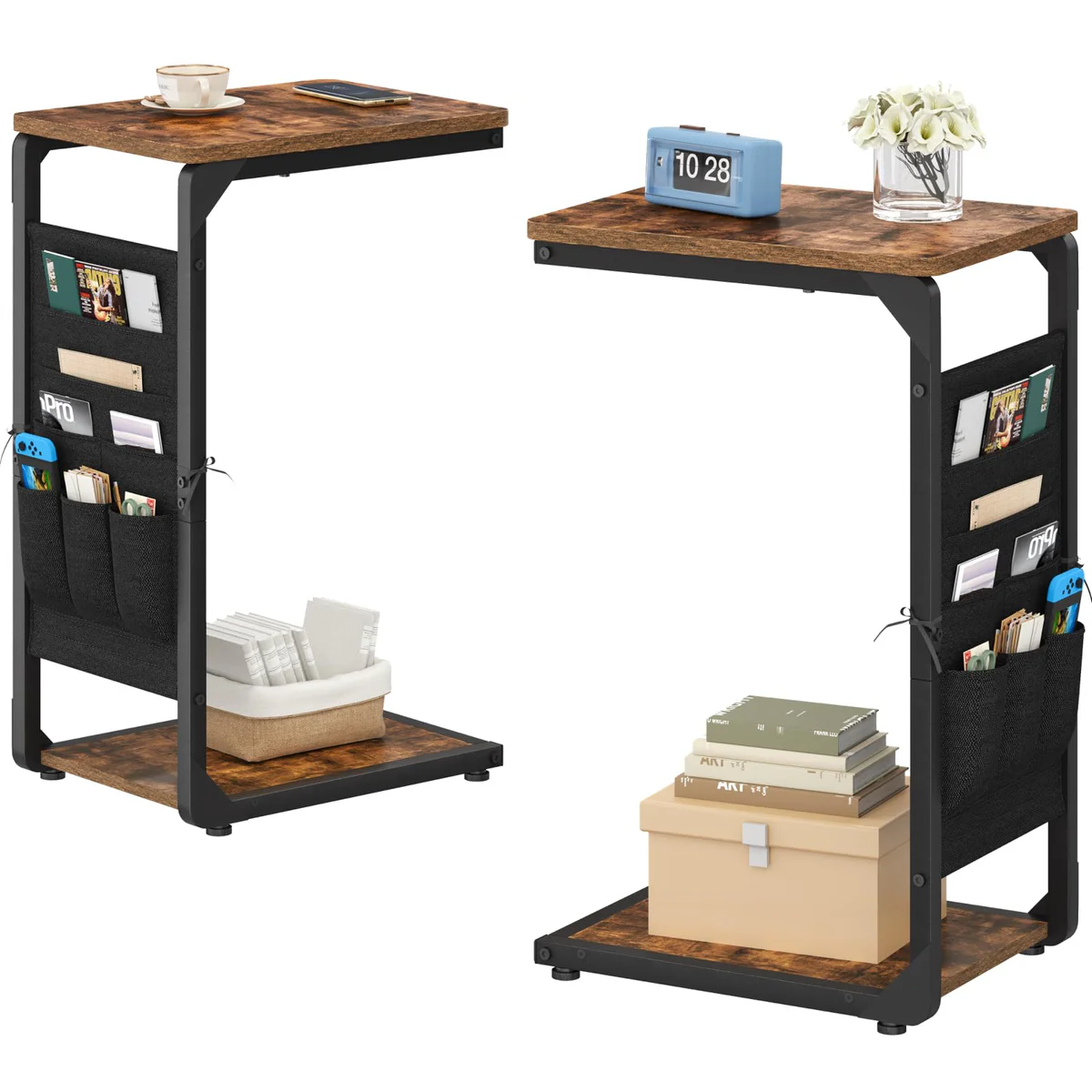 Vovonusy Narrow End Table with Storage Bag