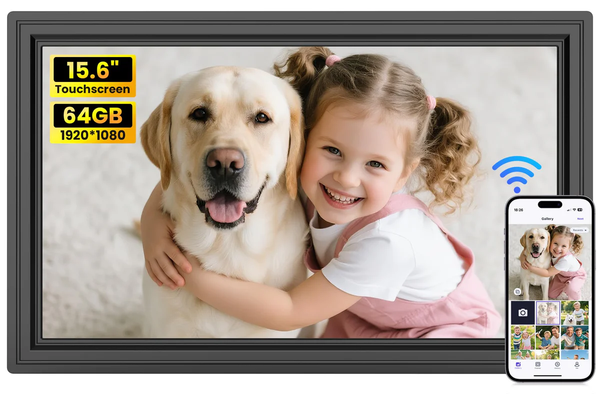 WONNIE 15.6" WiFi Digital Picture Frame Touchscreen