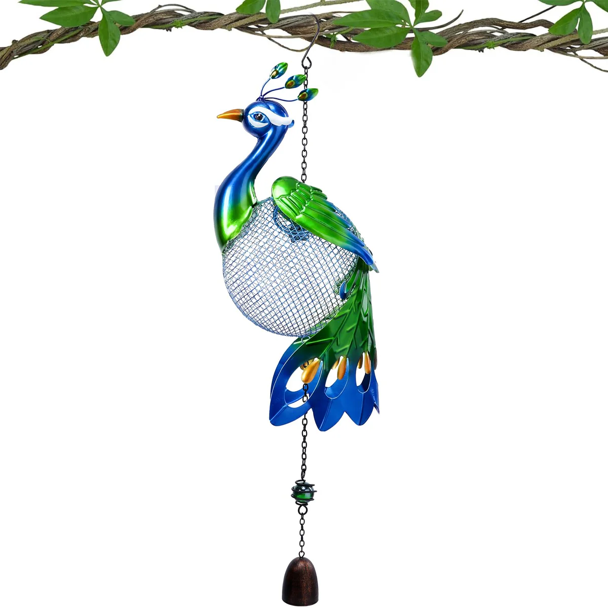 Yinns Peacock Wild Bird Feeder - Squirrel Proof Hanging Metal Feeder