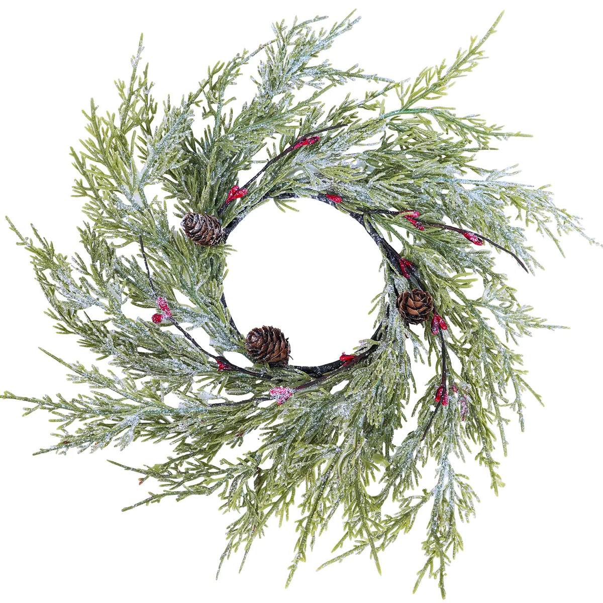 Winlyn Artificial Frosted Cedar Candle Ring