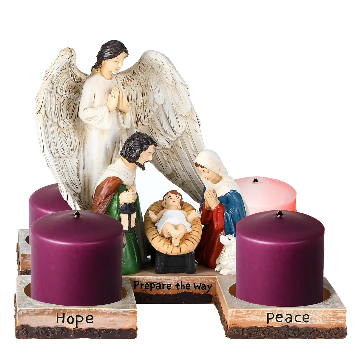 GlikCeil Resin Nativity Advent Candle Holder Centerpiece
