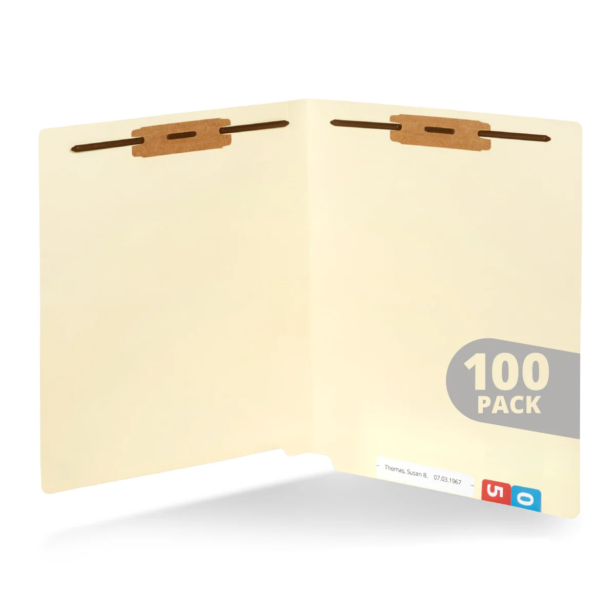 Blue Summit Supplies Manila File Folders with Fasteners, Letter Size
