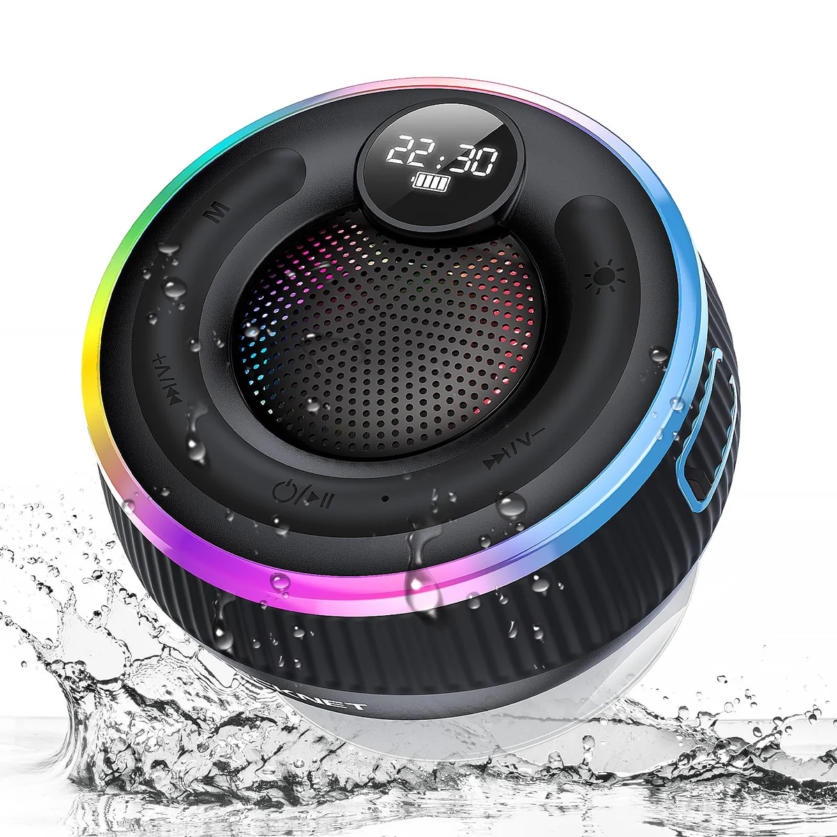 TECKNET Waterproof Bluetooth Shower Speaker with RGB Light