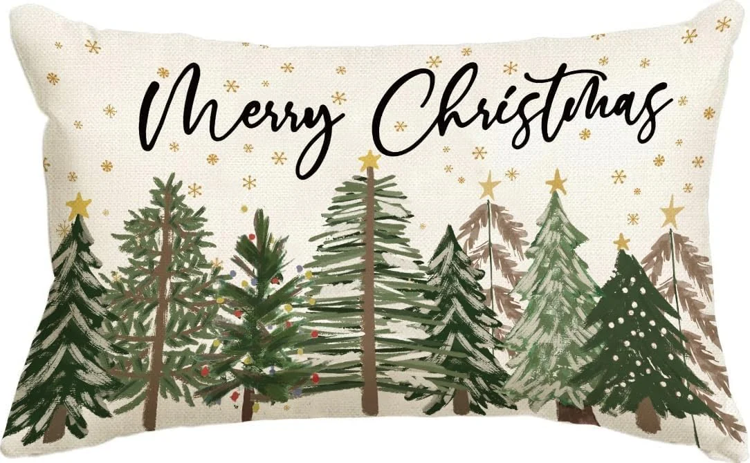Christmas Trees Lumbar Pillow Cover