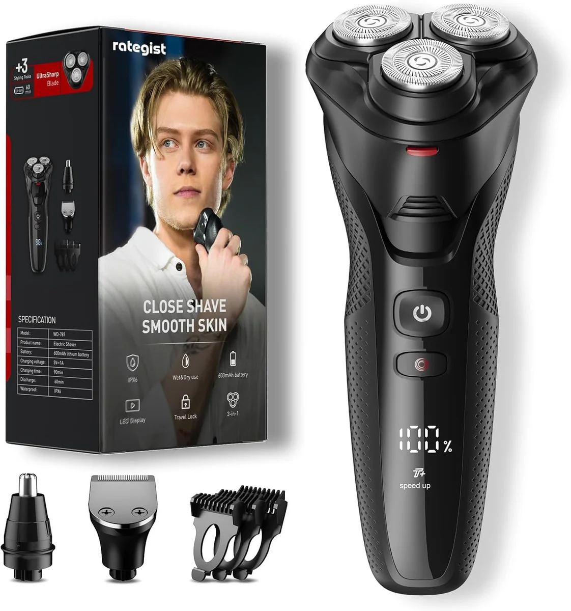 Rategist Electric Head Shaver Bald Men's Grooming Kit