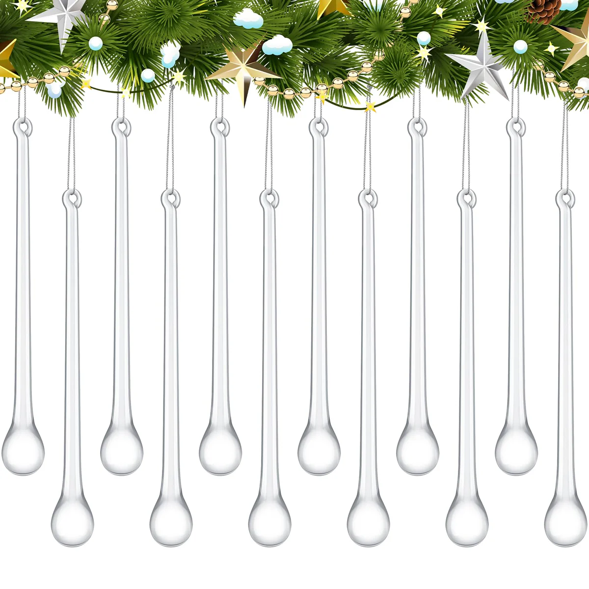 Ninehaoou Glass Icicle Ornaments