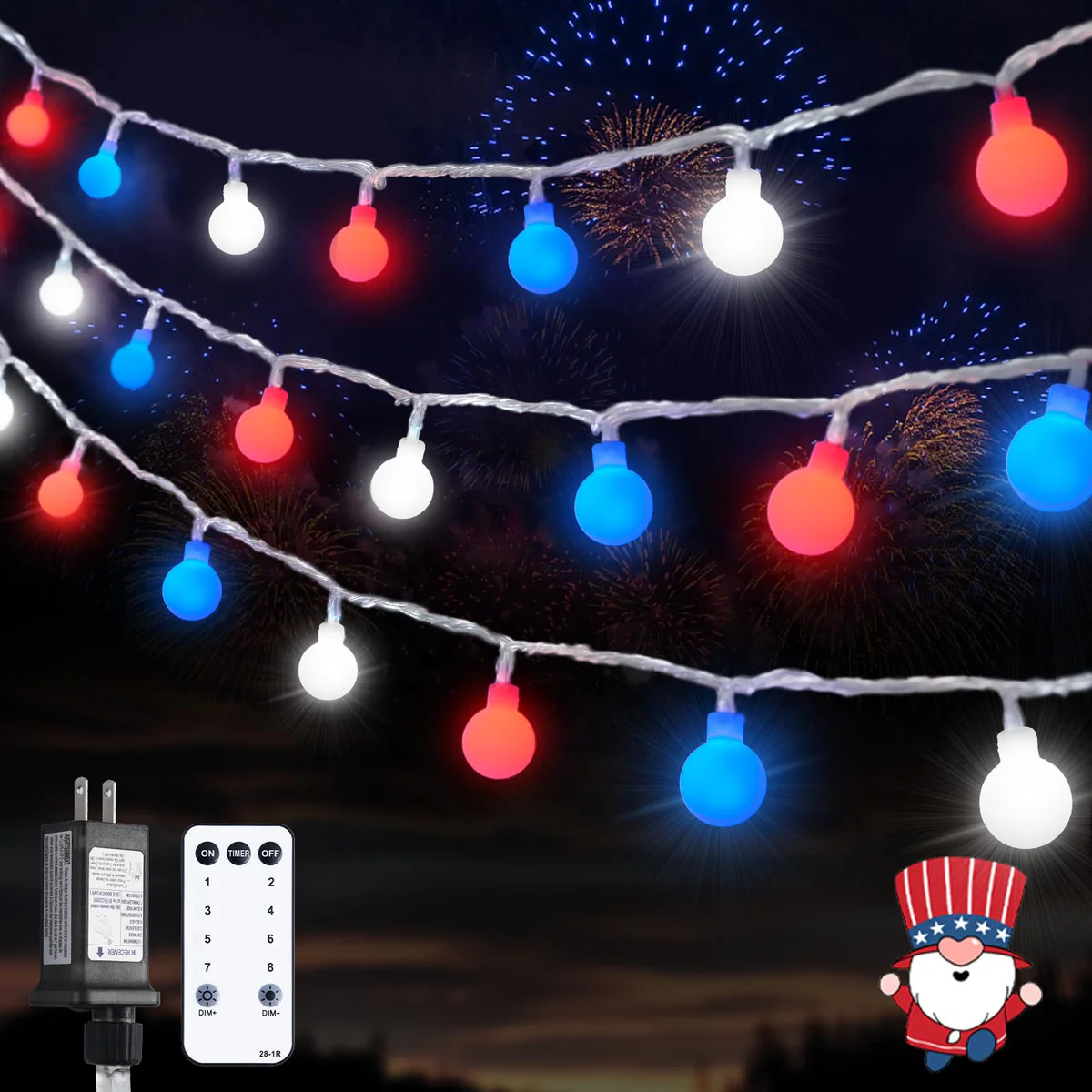 JMEXSUSS Globe String Lights with Remote