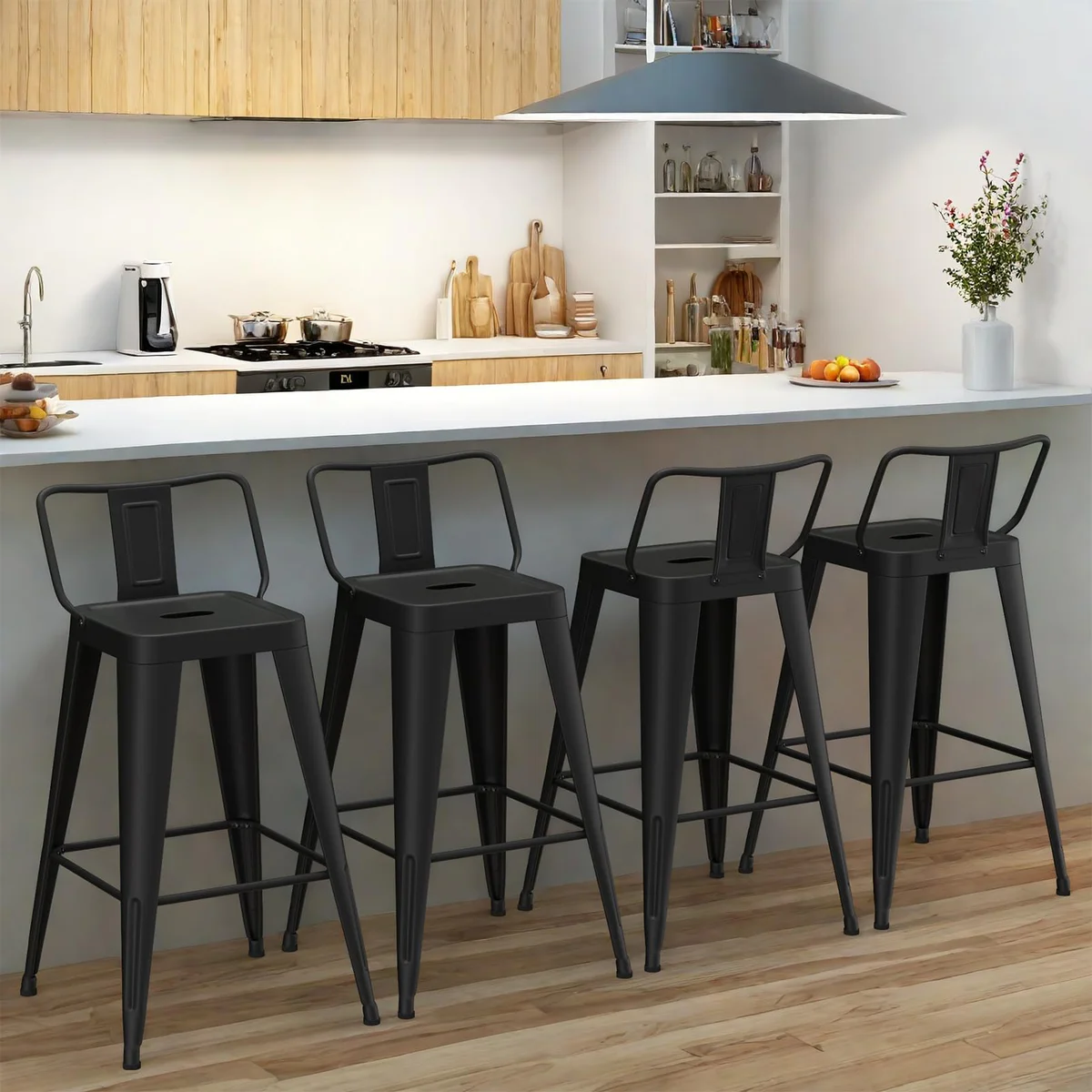 Vinahomar Metal Bar Stools with Backs