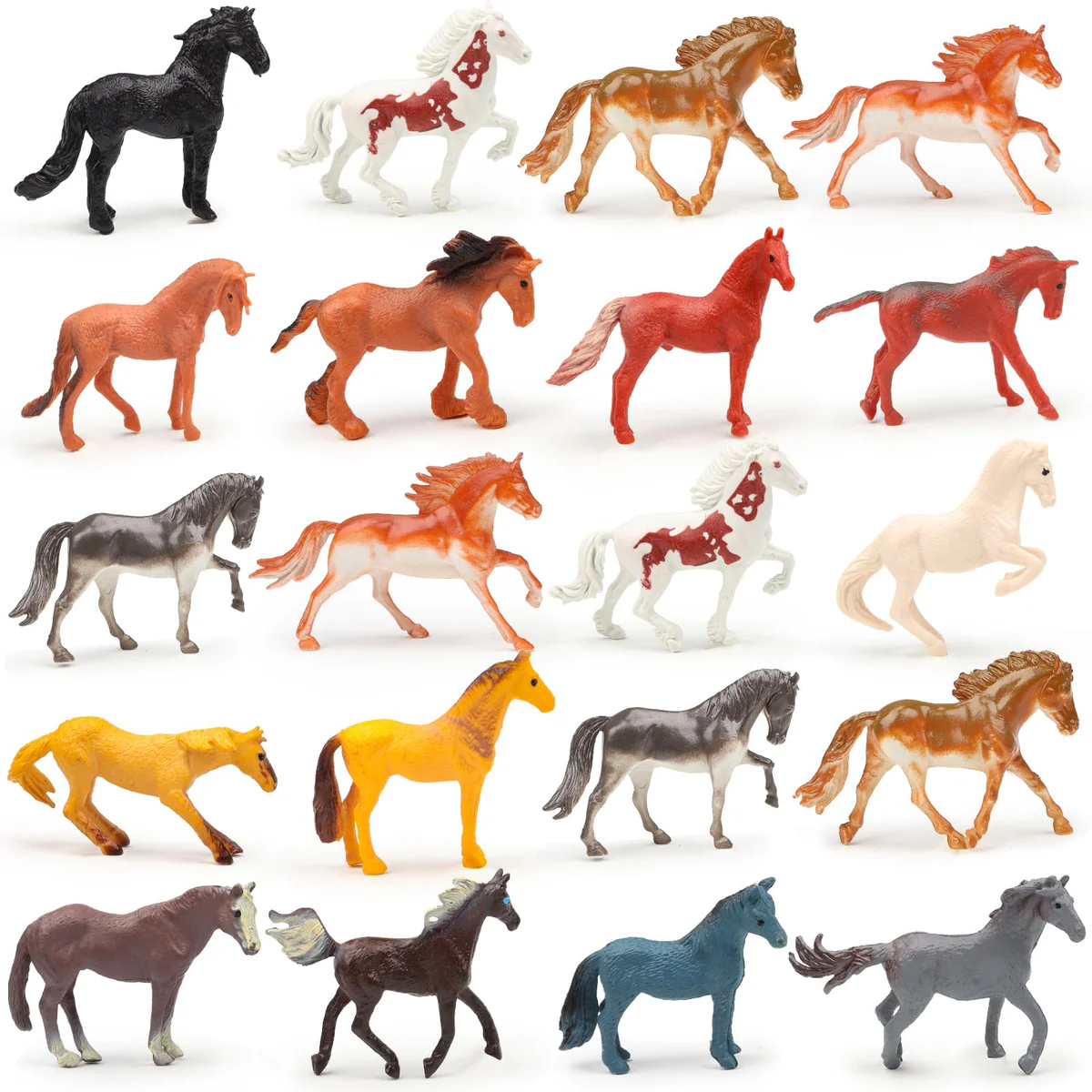 DOITEM Plastic Horse Figurines Toy Set Animal Figures