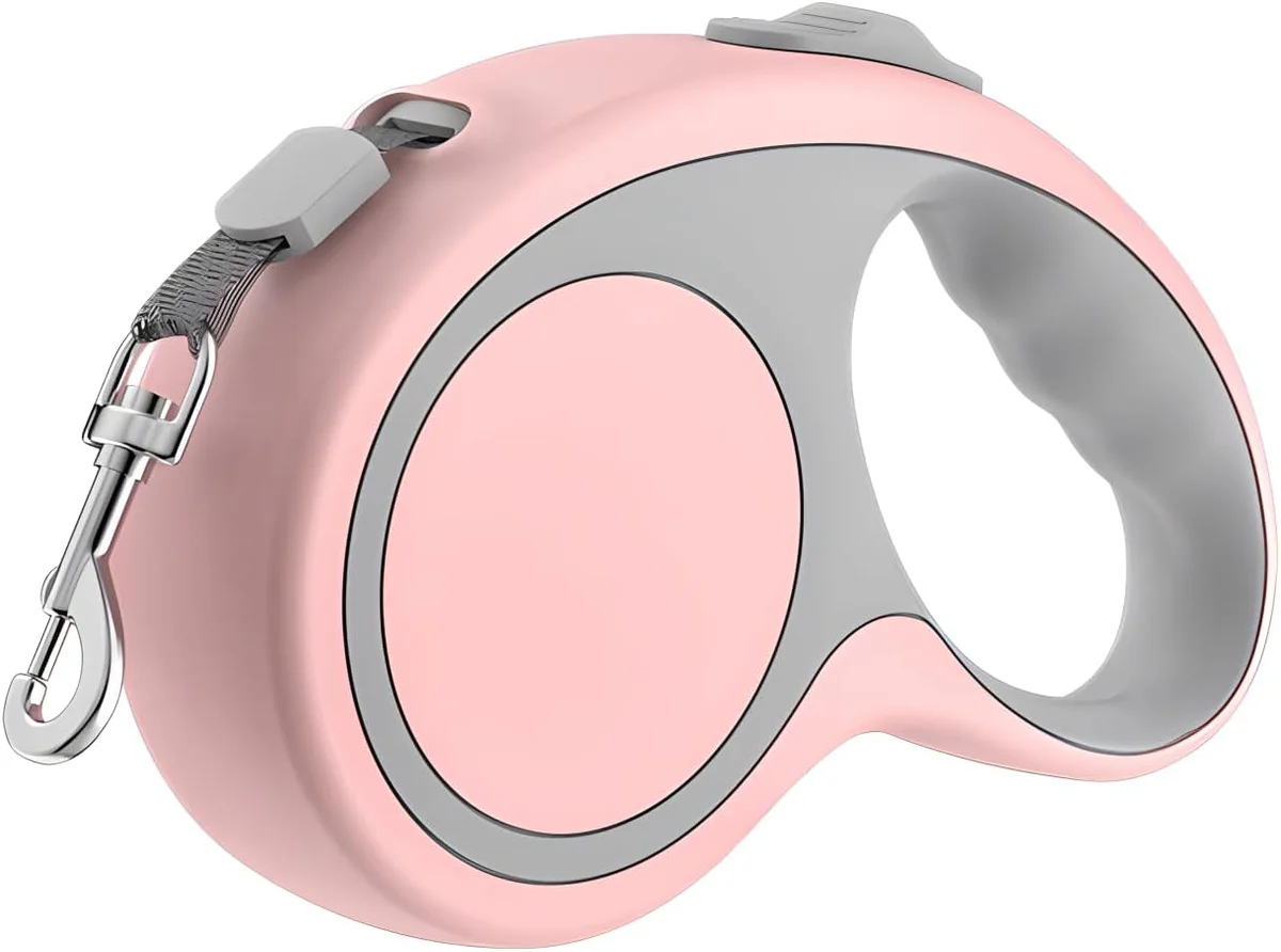 YOUALSO Retractable Dog Leash Pink, Auto Adjustable Extendable Dog Lead Durable 