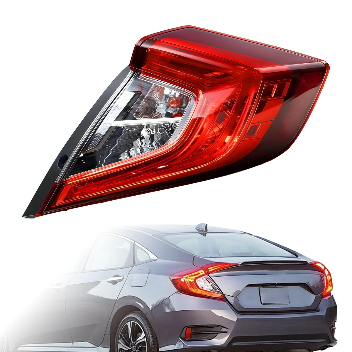 ChaoTianxia Tail Light Assembly Right Compatible with Honda Civic 16-21
