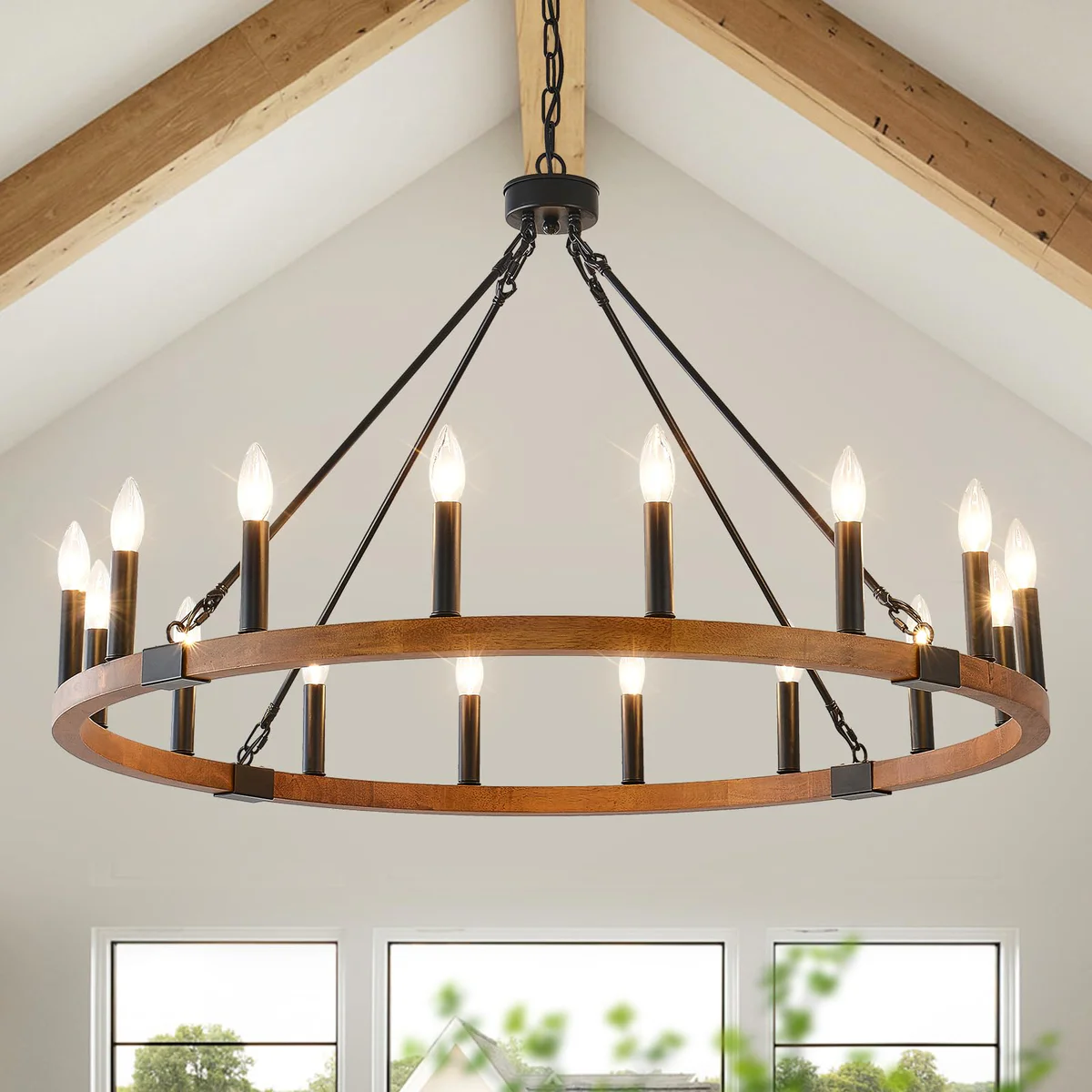 HHR Wagon Wheel Chandelier Light Fixture