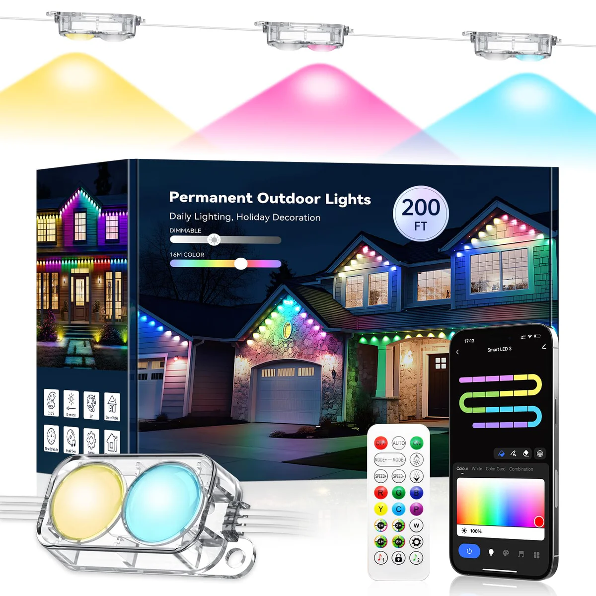 lemonlovely Permanent Outdoor Lights Pro IC+RGBCW LED Eaves Lights