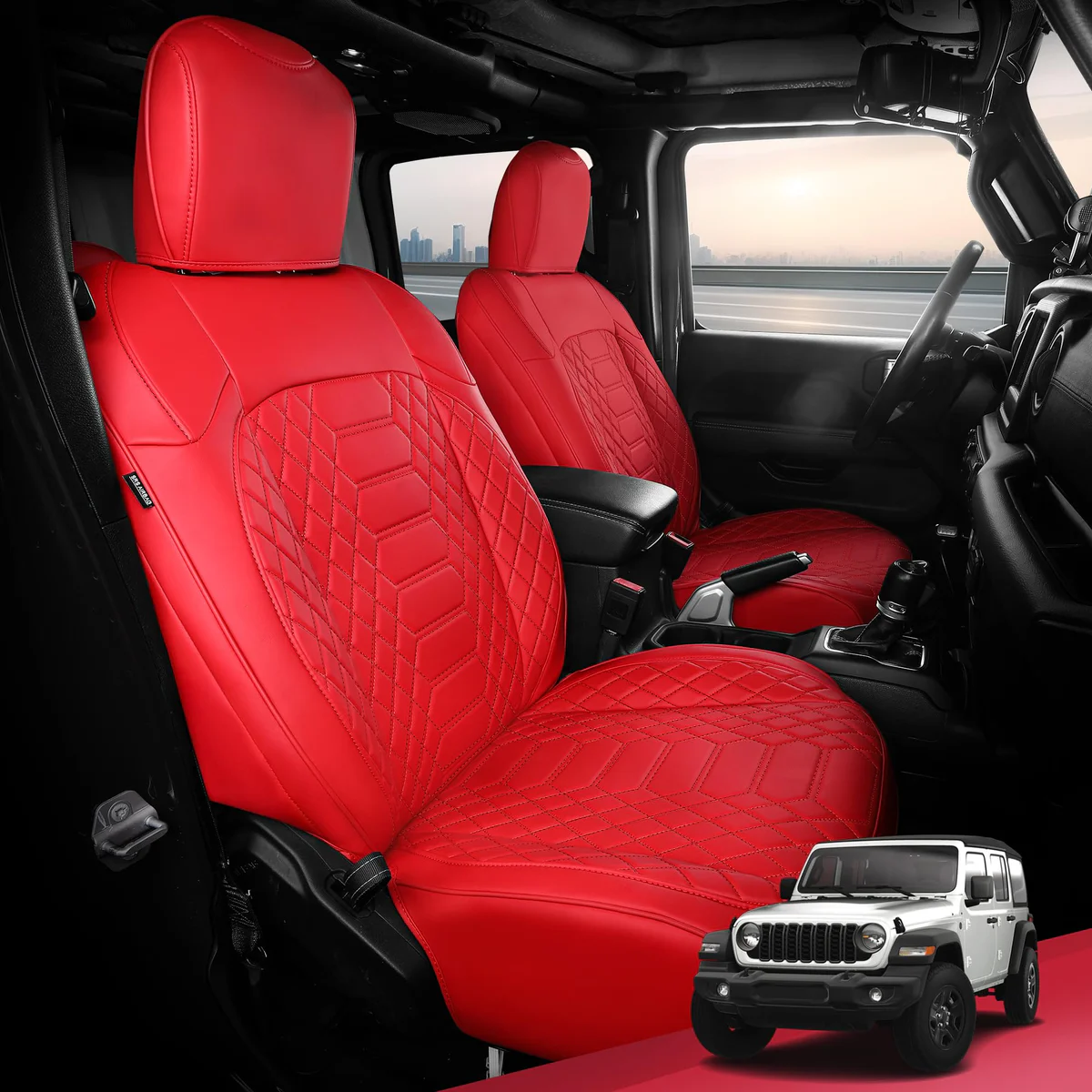 Jeep 4-Door Wrangler (2018-2025) - Red Seat Covers (Full Set)