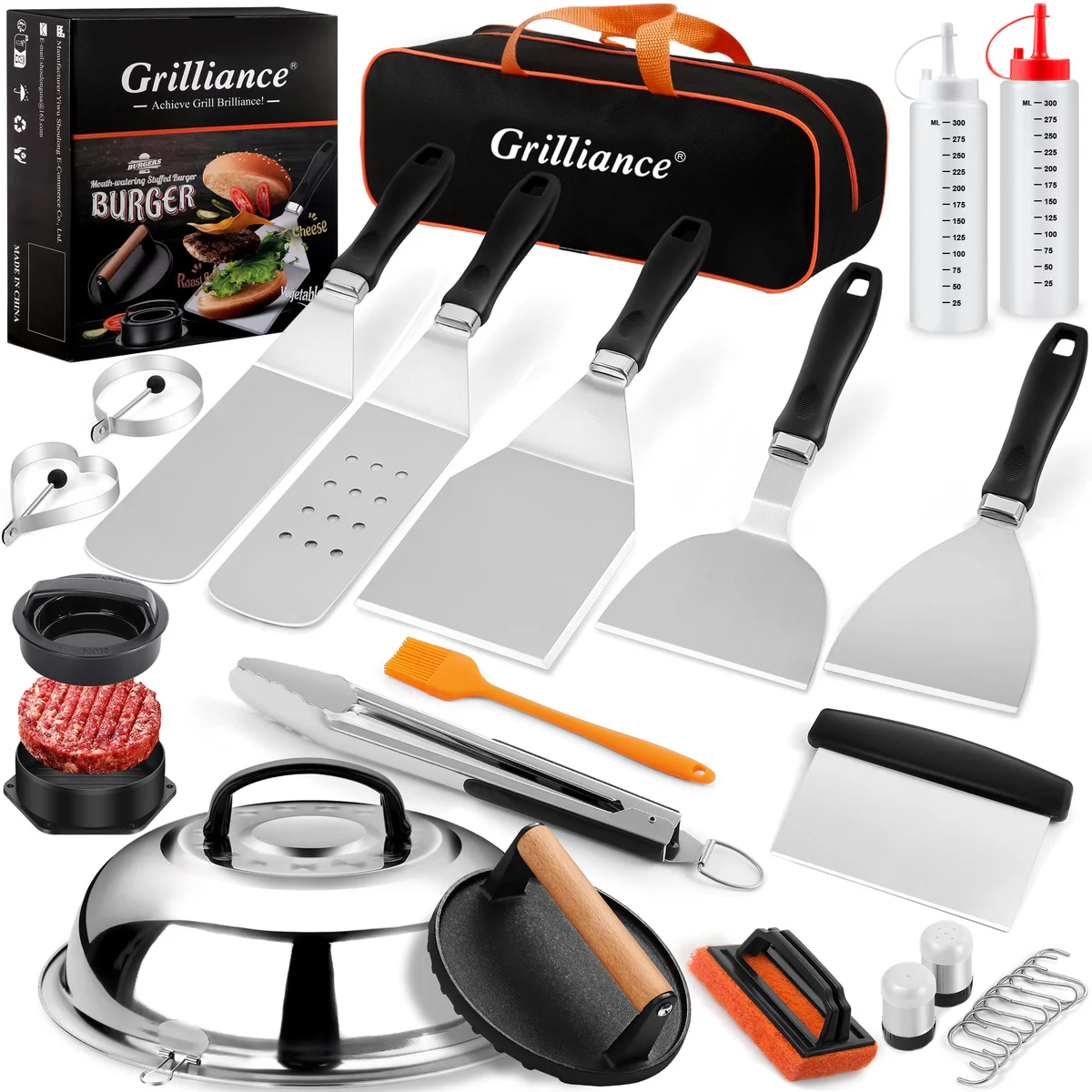 Grilliance Griddle Cleaning Kit - Heavy Duty Flat Top Scraper