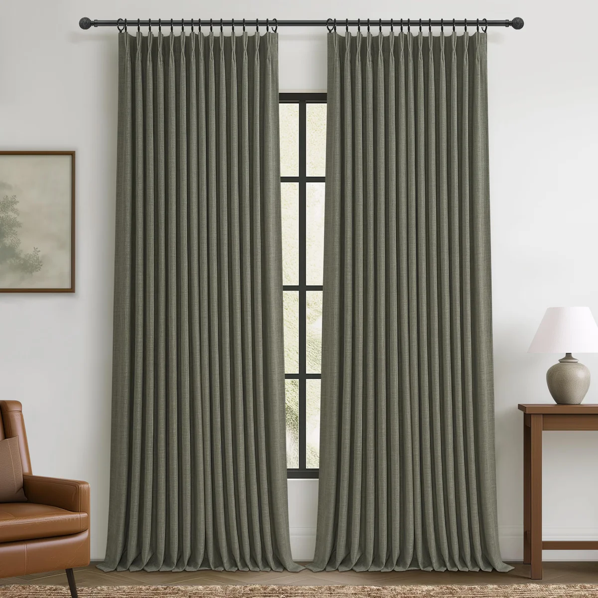 PleatedDrapes Pinch Pleated Room Darkening Curtain Panel Set