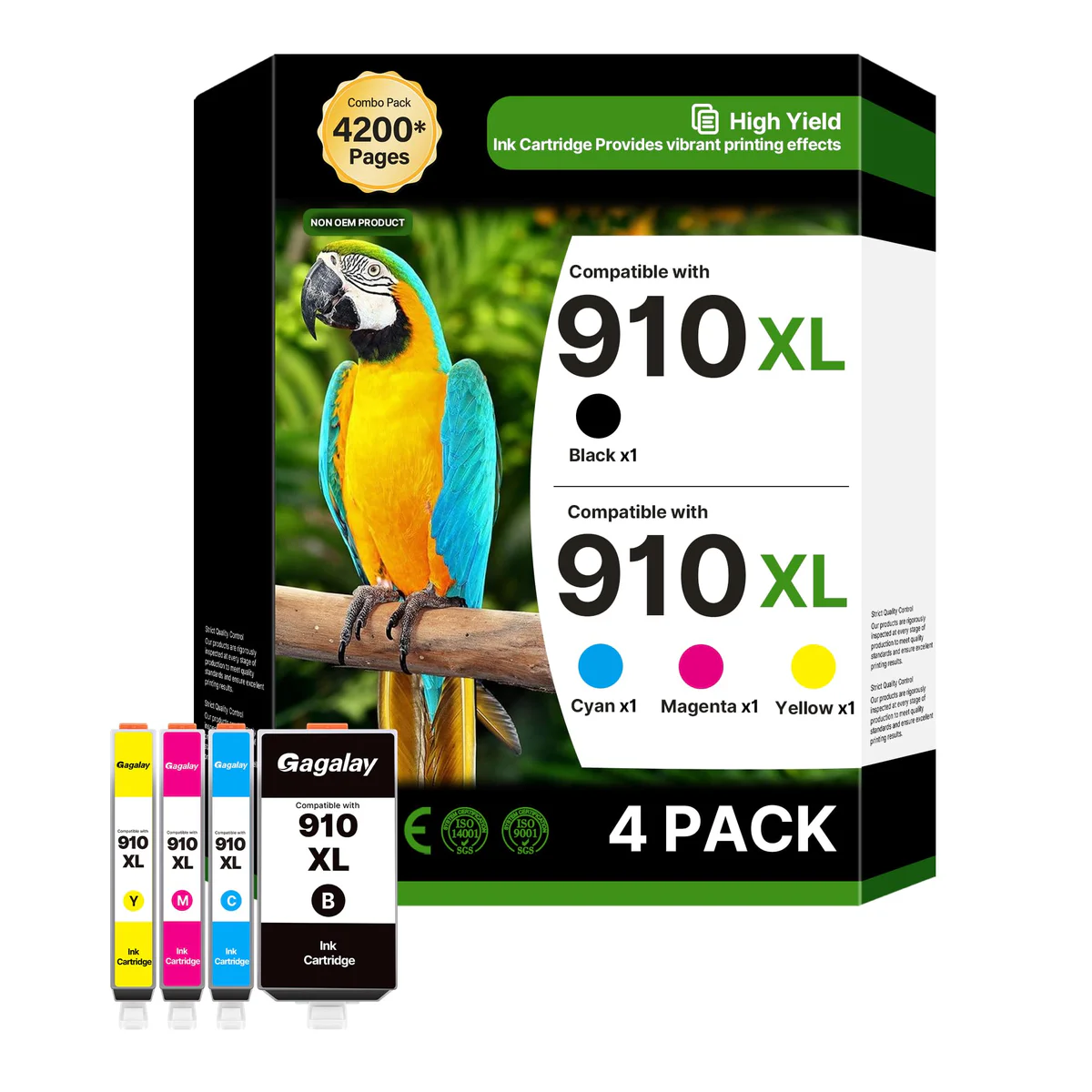 Gagalay 910XL Ink Cartridge Combo Pack - 4 Pack