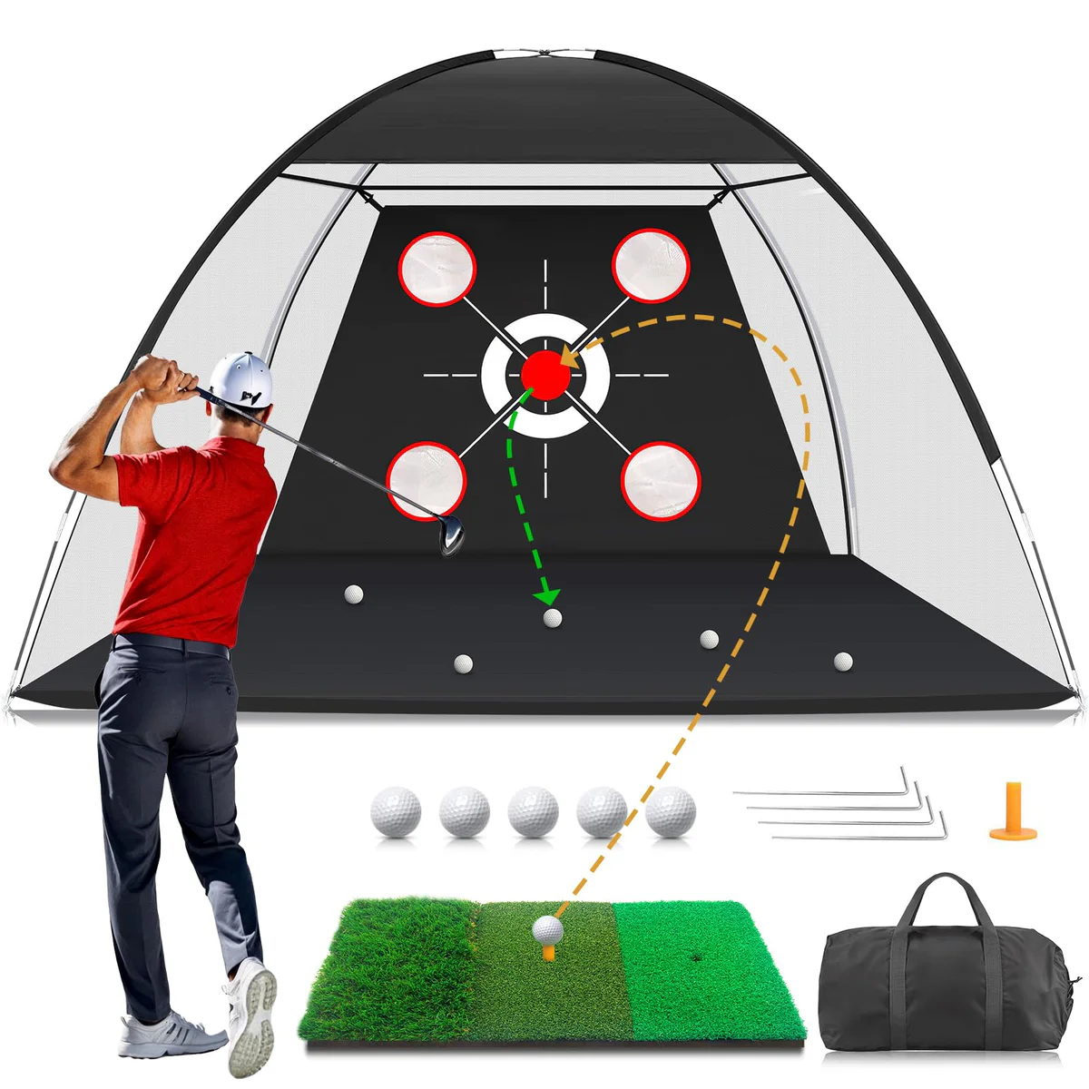 MFNMFN Golf Net with Hitting Mat for Backyard Training