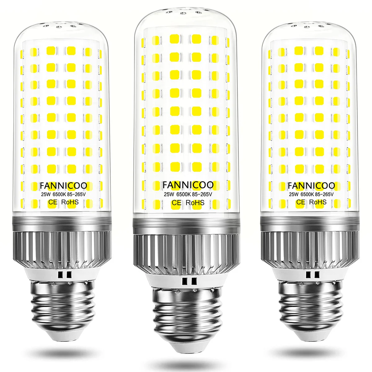 FanNicoo E26 25W LED Corn Light Bulb, 6500K Daylight