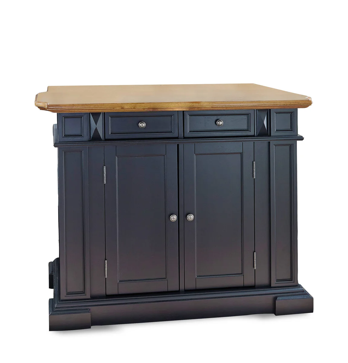 Americana Black and Distressed Oak Kitchen Island