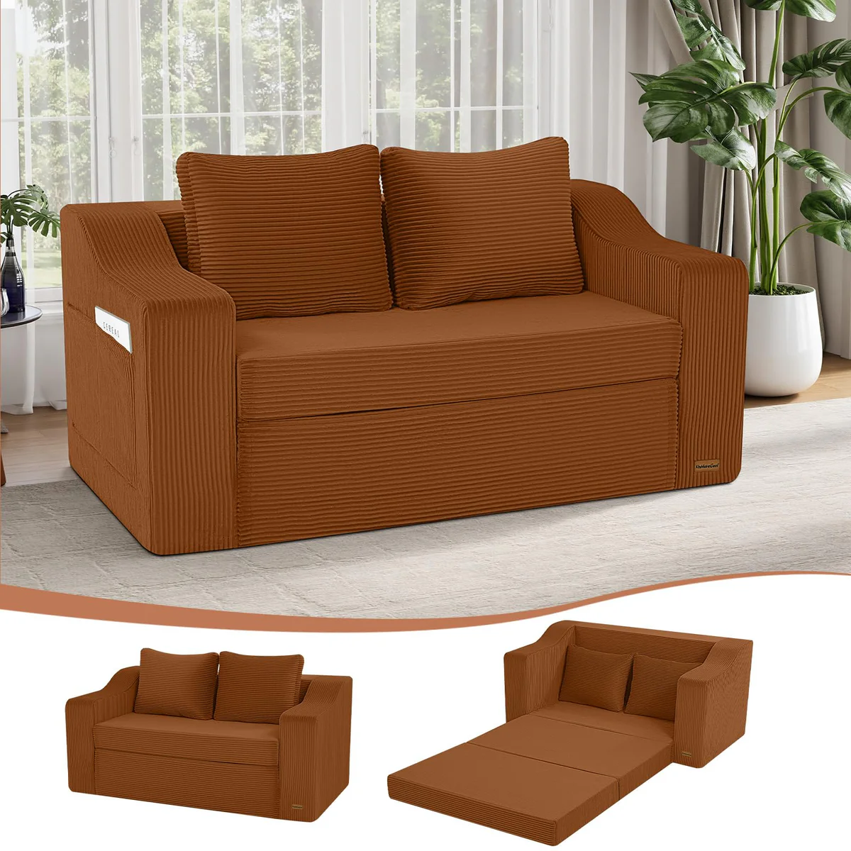 MeMoreCool Convertible Loveseat Sofa Bed Sleeper with Pillow