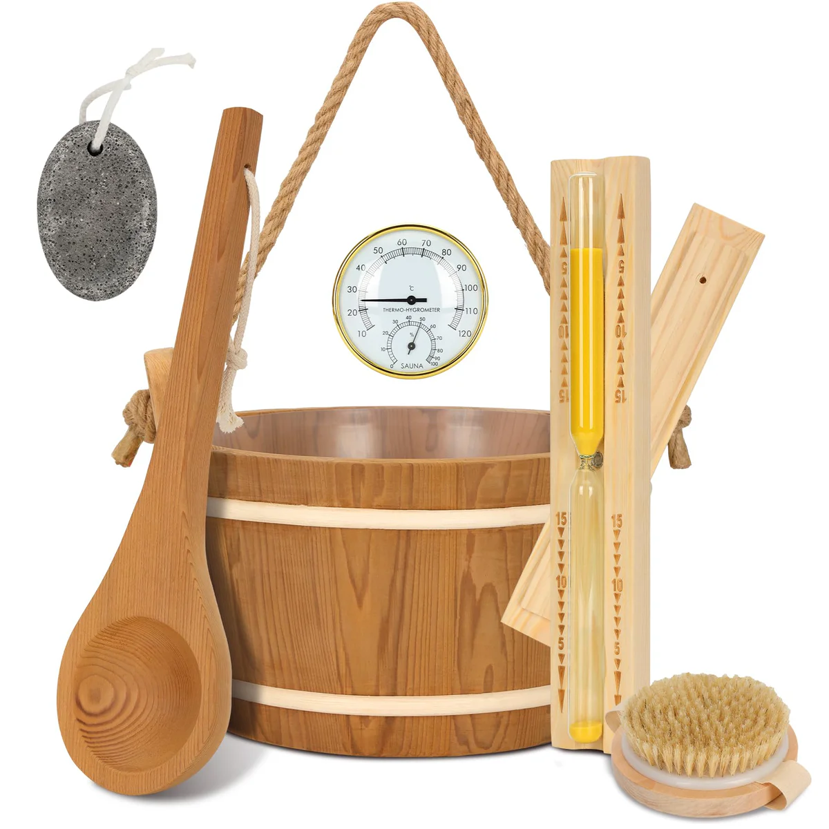 Treasea Sauna Accessories Kit with Bucket, Ladle, and Timer
