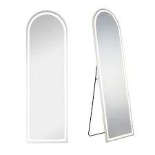 FIRNEWSTLED Light Rectangular Frameless Arched Full Length Mirror