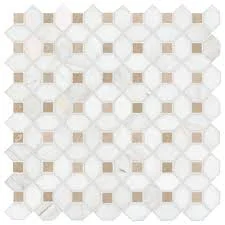 MSI Bianco Dolomite Crema Dotty  Polished Marble Mesh-Mounted Mosaic Tile 