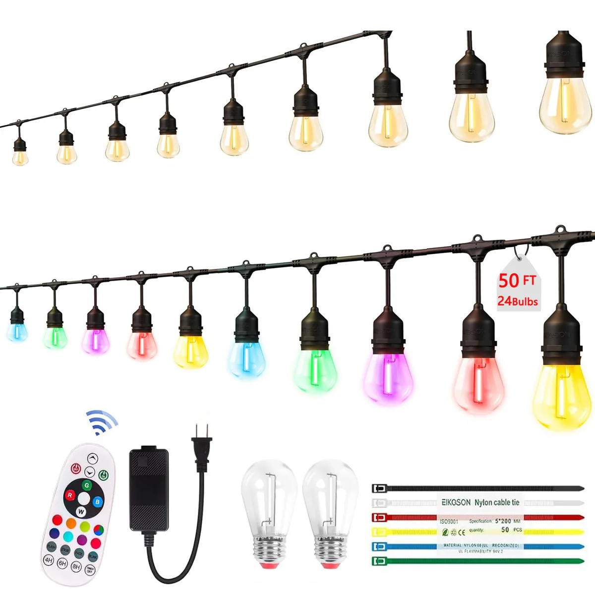 EIKOSON Outdoor String Lights with Remote