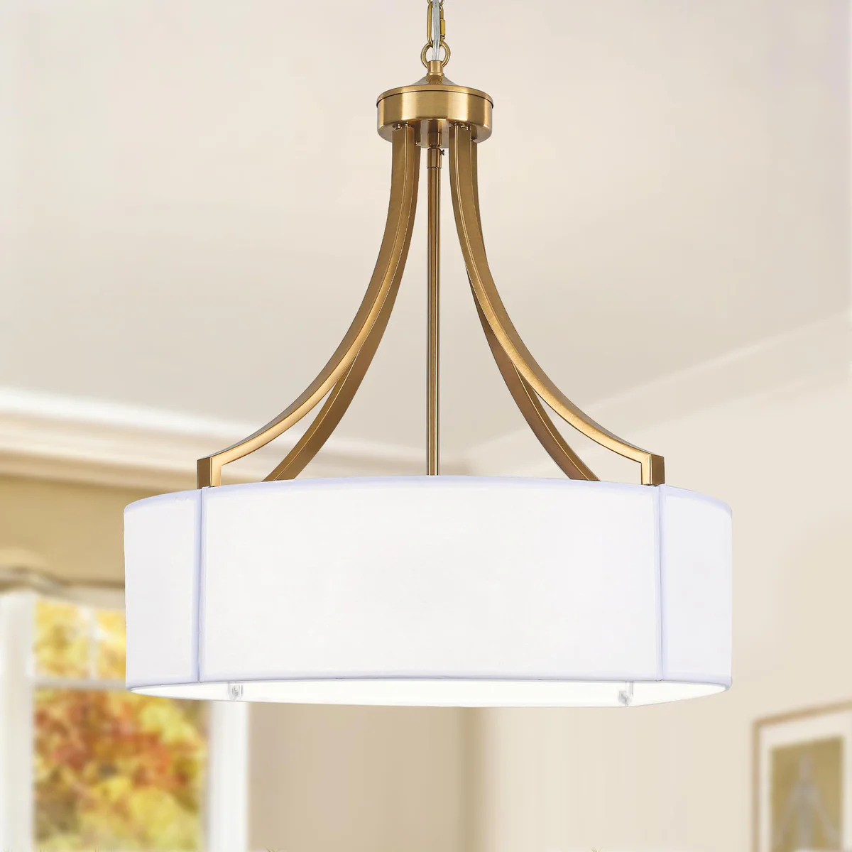 SJCCDSGS Gold Farmhouse Drum Pendant Light