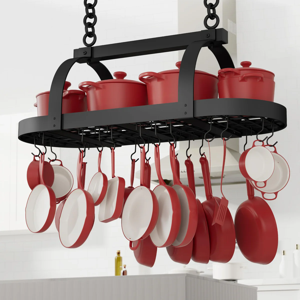 KES Wall Mounted Pot Rack with Hooks
