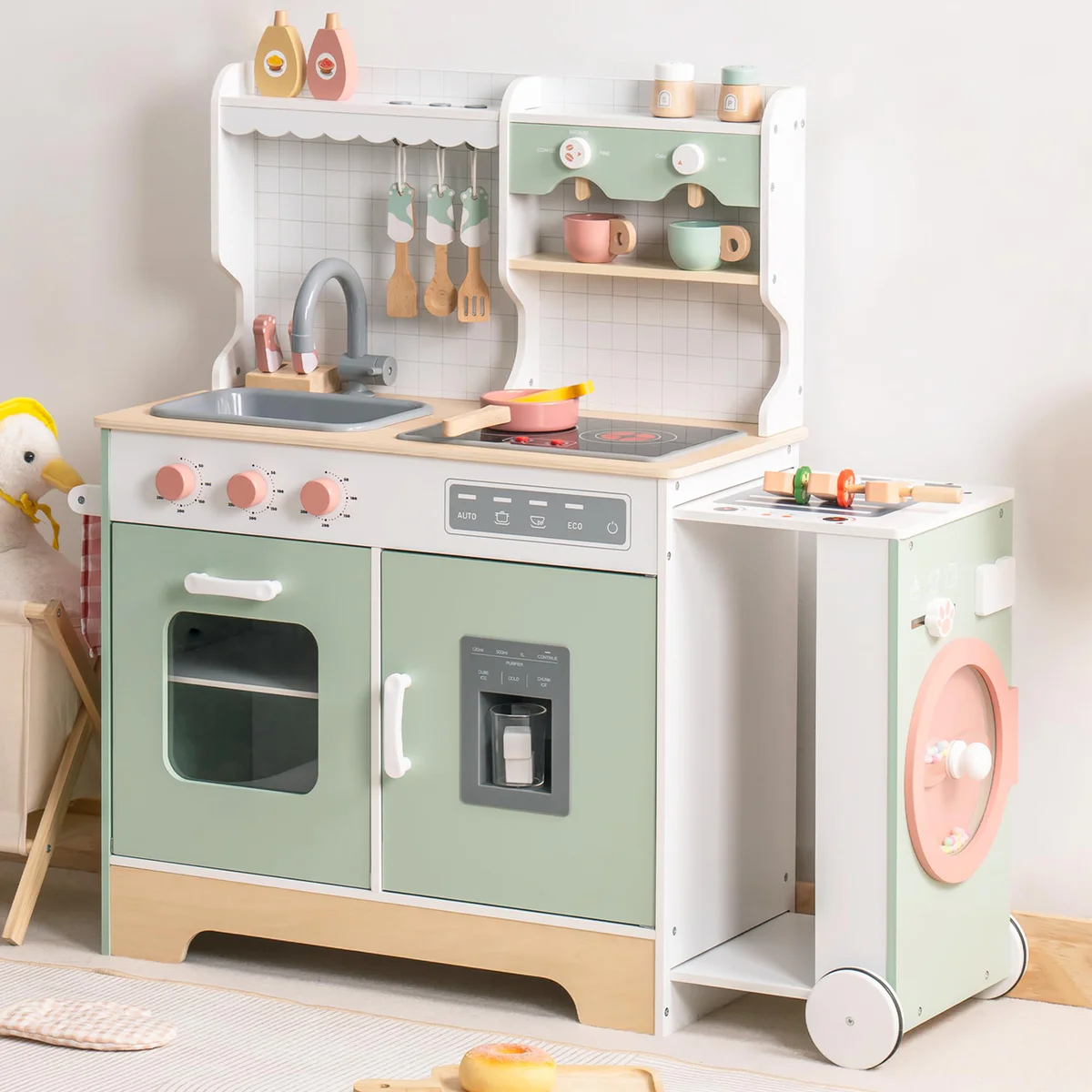 ROBUD Kids Wooden Pretend Play Kitchen Set