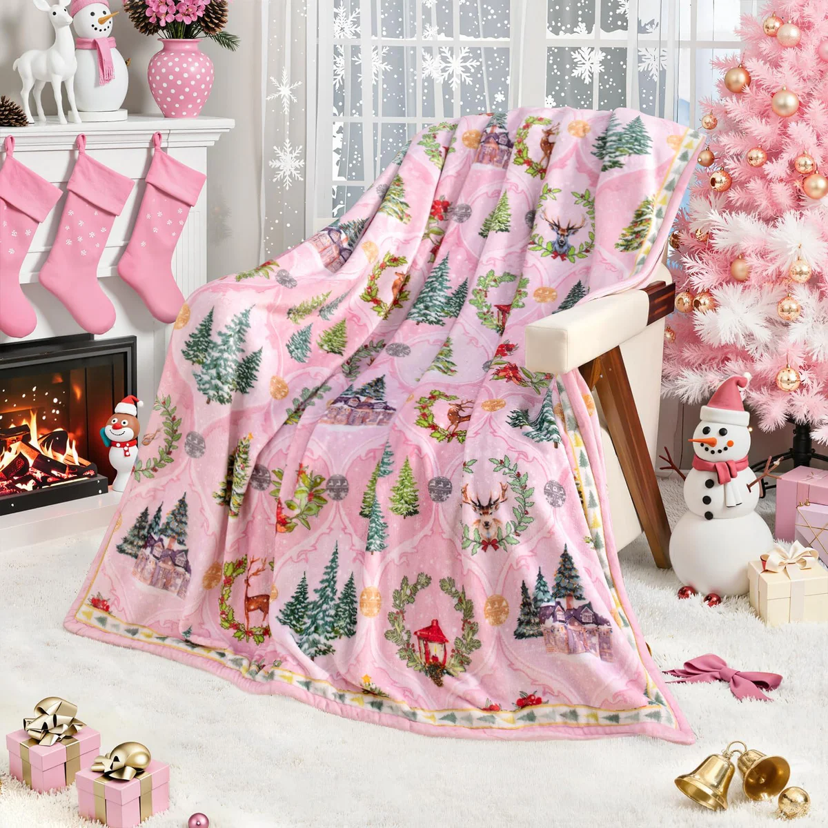 Lahome Christmas Fleece Throw Blanket